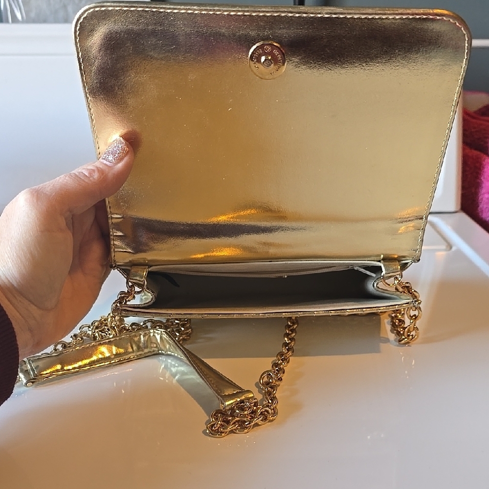 Vintage Anne Klein Gold Chain Shoulder Bag Cocktail Prom Wedding Formal Bling - Picture 3 of 4